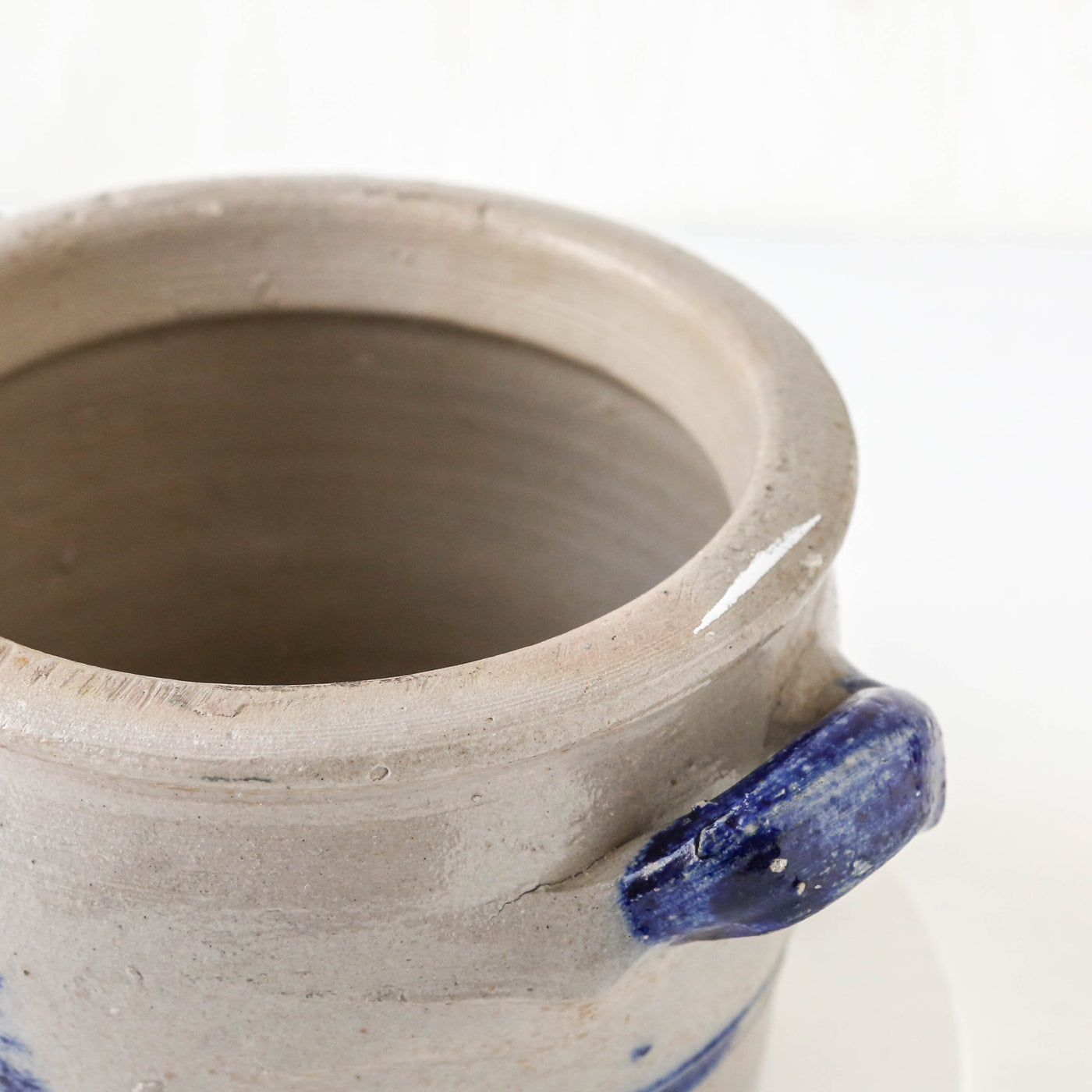 Vintage Alsace Salt Glazed Handled Confit Pot - Sqaut