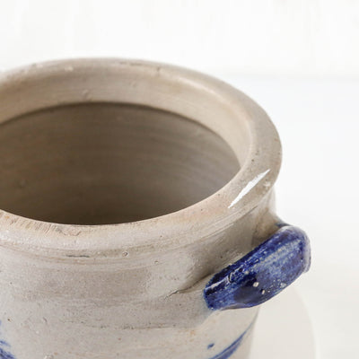 Vintage Alsace Salt Glazed Handled Confit Pot - Sqaut