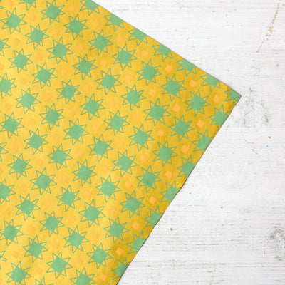 'Yellow Abstract Stars' Screen Printed Wrapping Paper