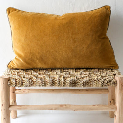 Oblong Piped Velvet Cushion Cover - Chamois