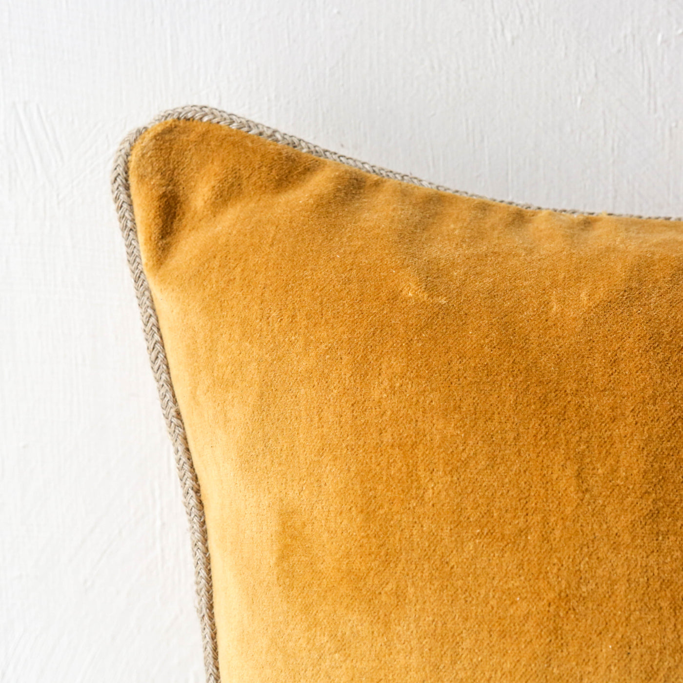 Oblong Piped Velvet Cushion Cover - Chamois