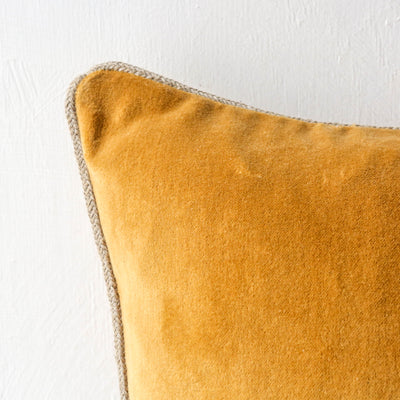 Oblong Piped Velvet Cushion Cover - Chamois
