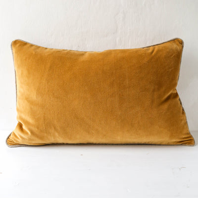 Oblong Piped Velvet Cushion Cover - Chamois
