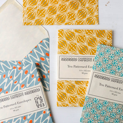 10 Cambridge Imprint Patterned Envelopes