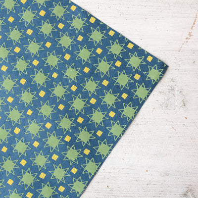 'Blue Abstract Stars' Screen Printed Wrapping Paper