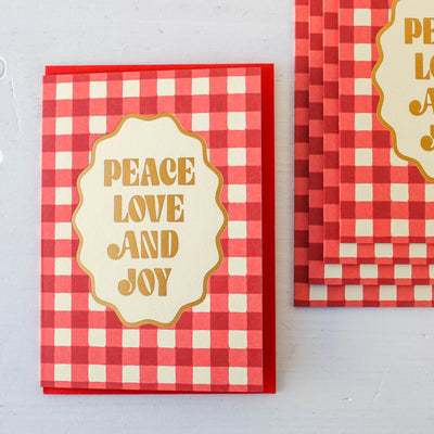 Gingham and Type Christmas Card Pack of 5