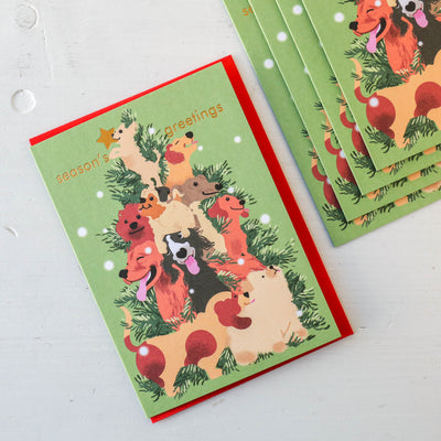 Christmas Tree Dogs Card Pack of 5