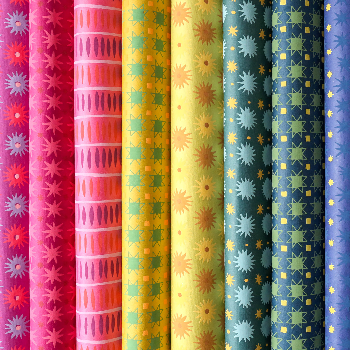 'Yellow Abstract Stars' Screen Printed Wrapping Paper