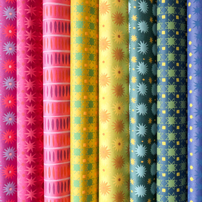'Yellow Abstract Stars' Screen Printed Wrapping Paper