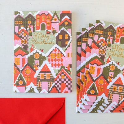 Christmas Village Card Pack of 5