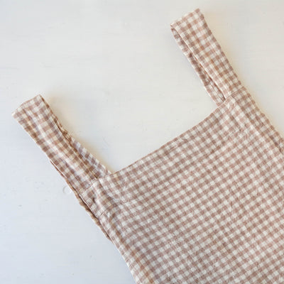 Linen Cotton Crossback Apron - Pink Gingham
