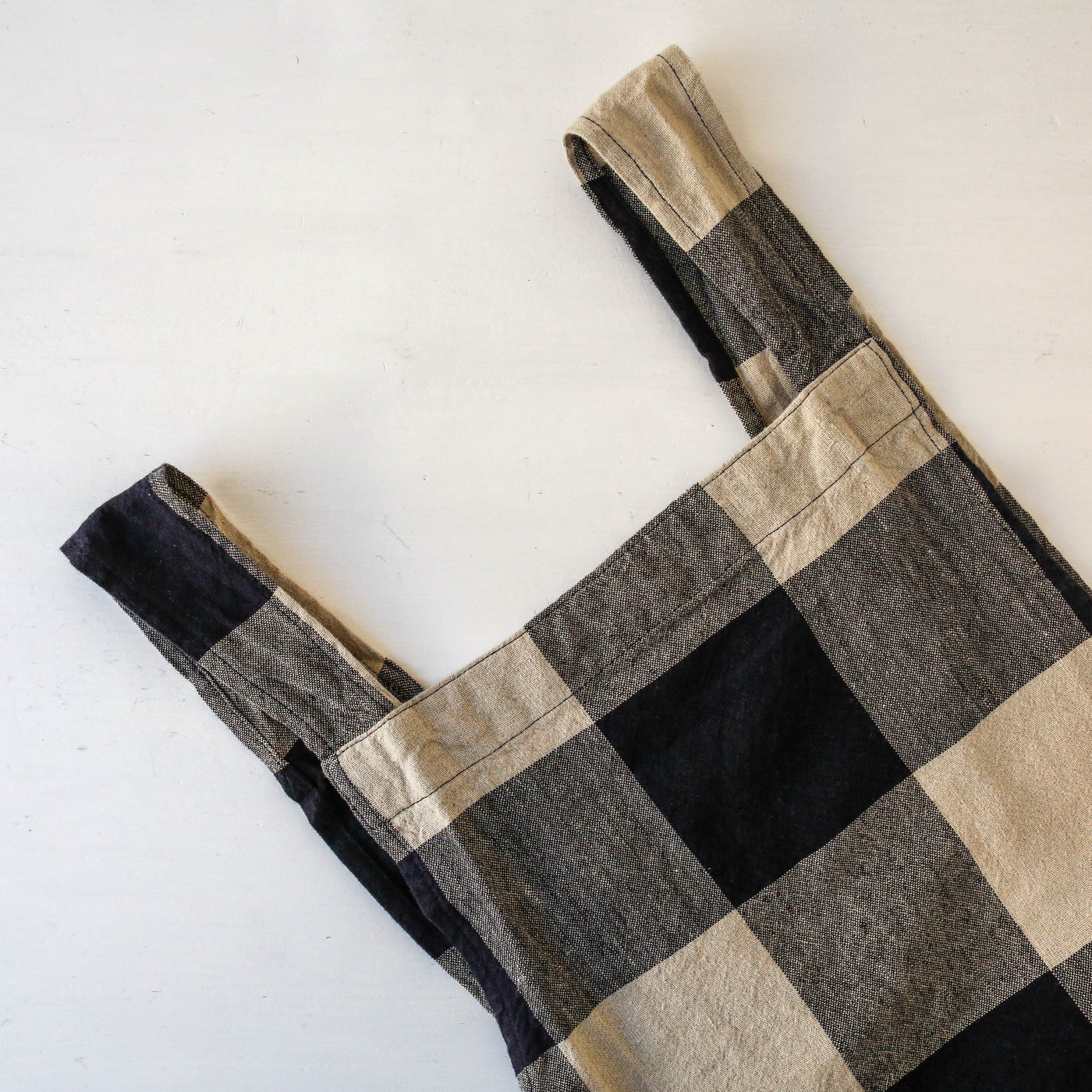 Linen Cotton Crossback Apron - Bold Navy Check