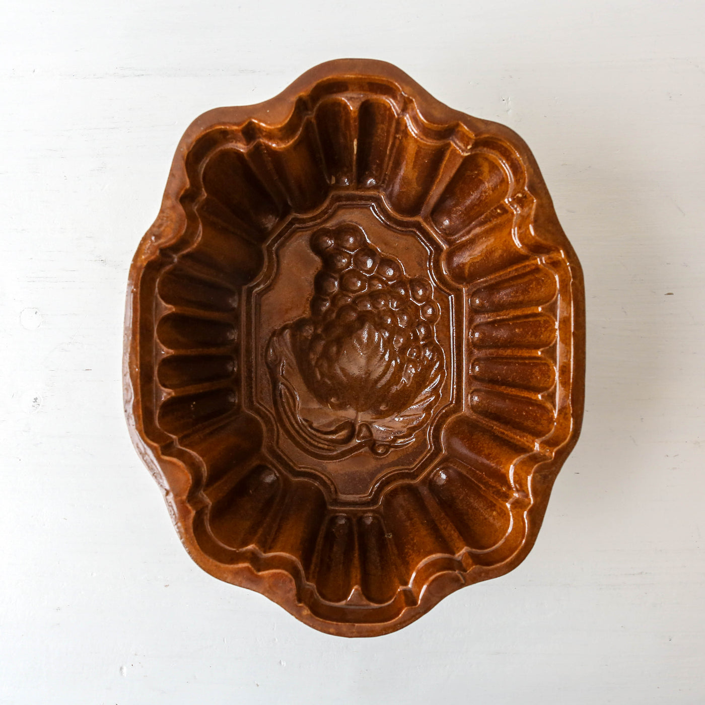 Vintage Stoneware Jelly Mould - Plant Design