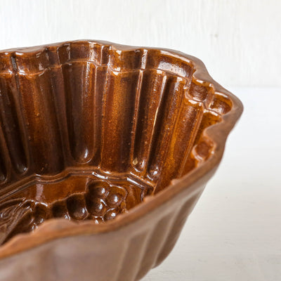 Vintage Stoneware Jelly Mould - Plant Design