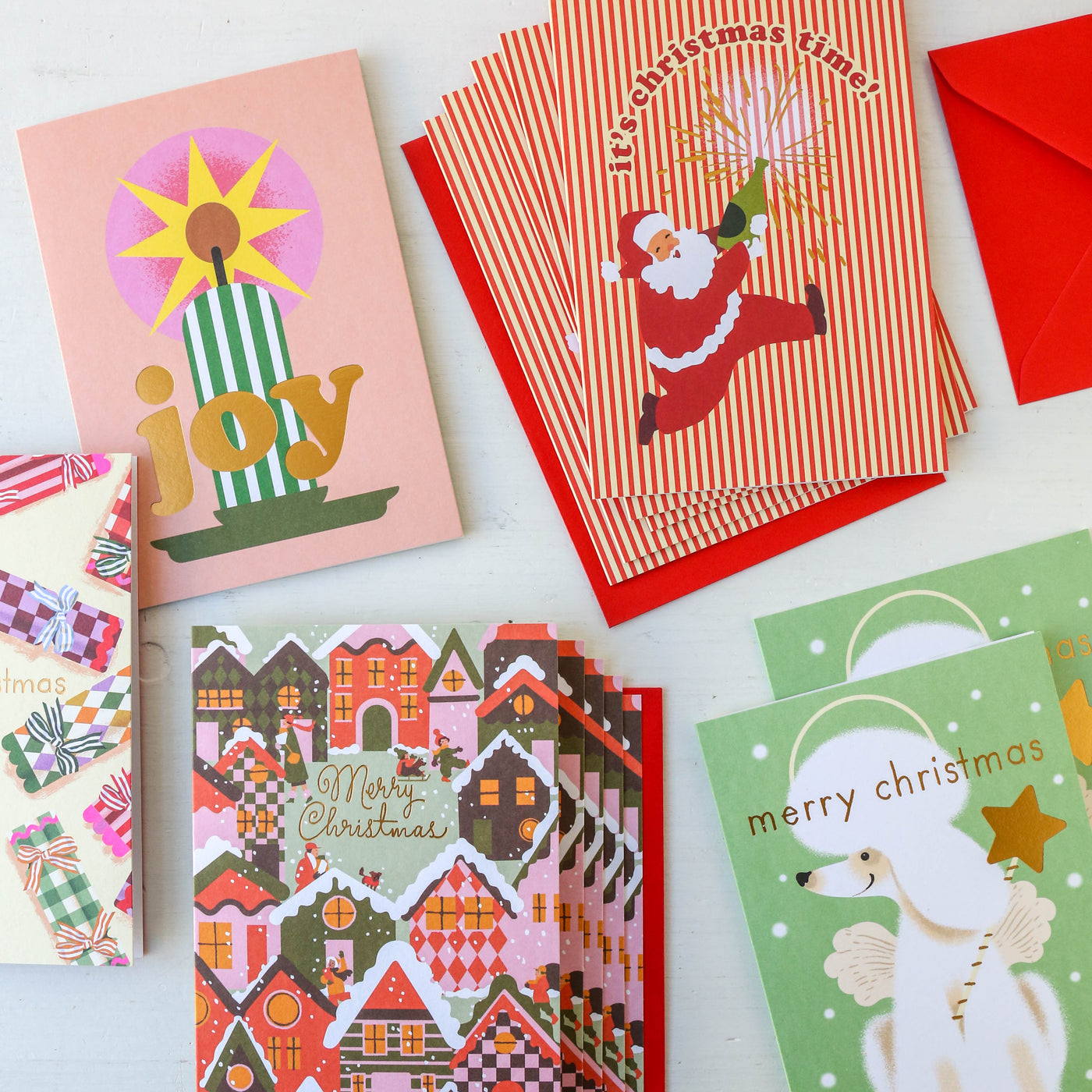 Gingham and Type Christmas Card Pack of 5