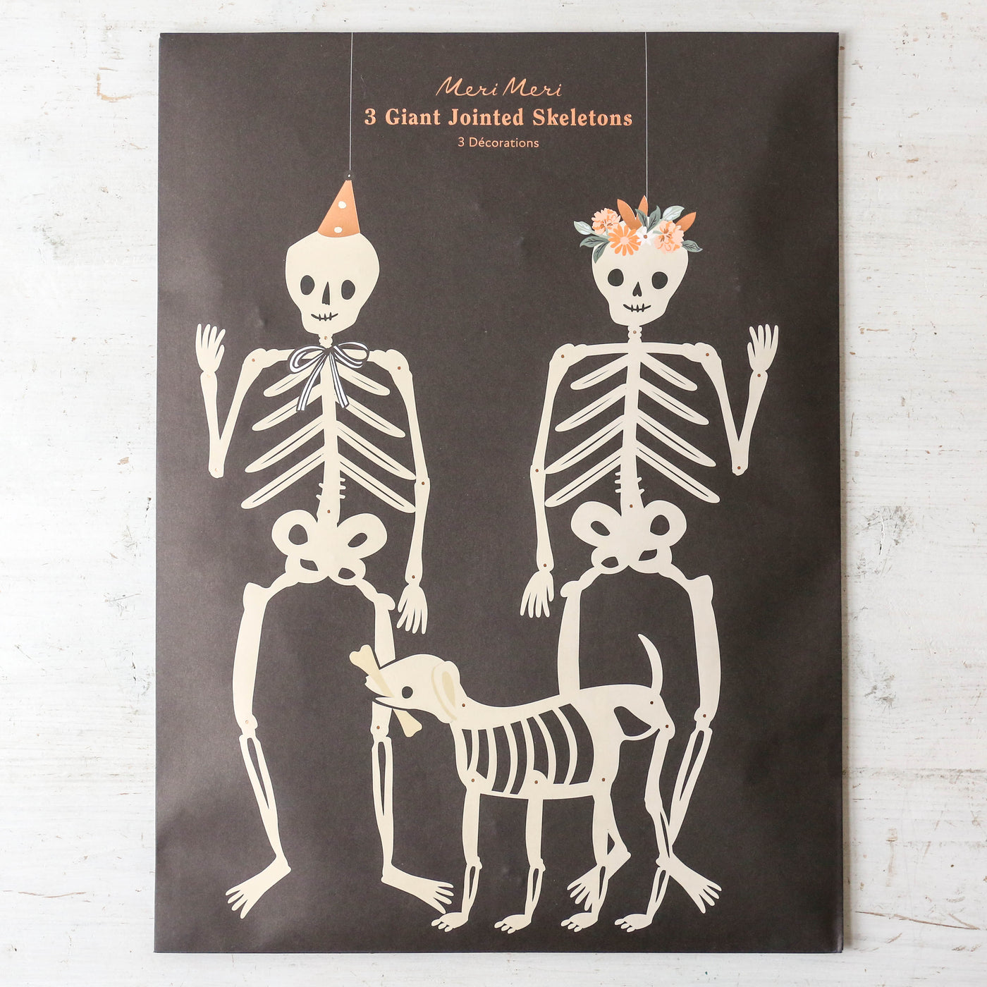 Pack of 3 Giant Halloween Jointed Skeletons with Dog!