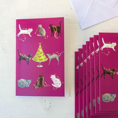 Festive Cats - Pack of 8 Christmas Cards