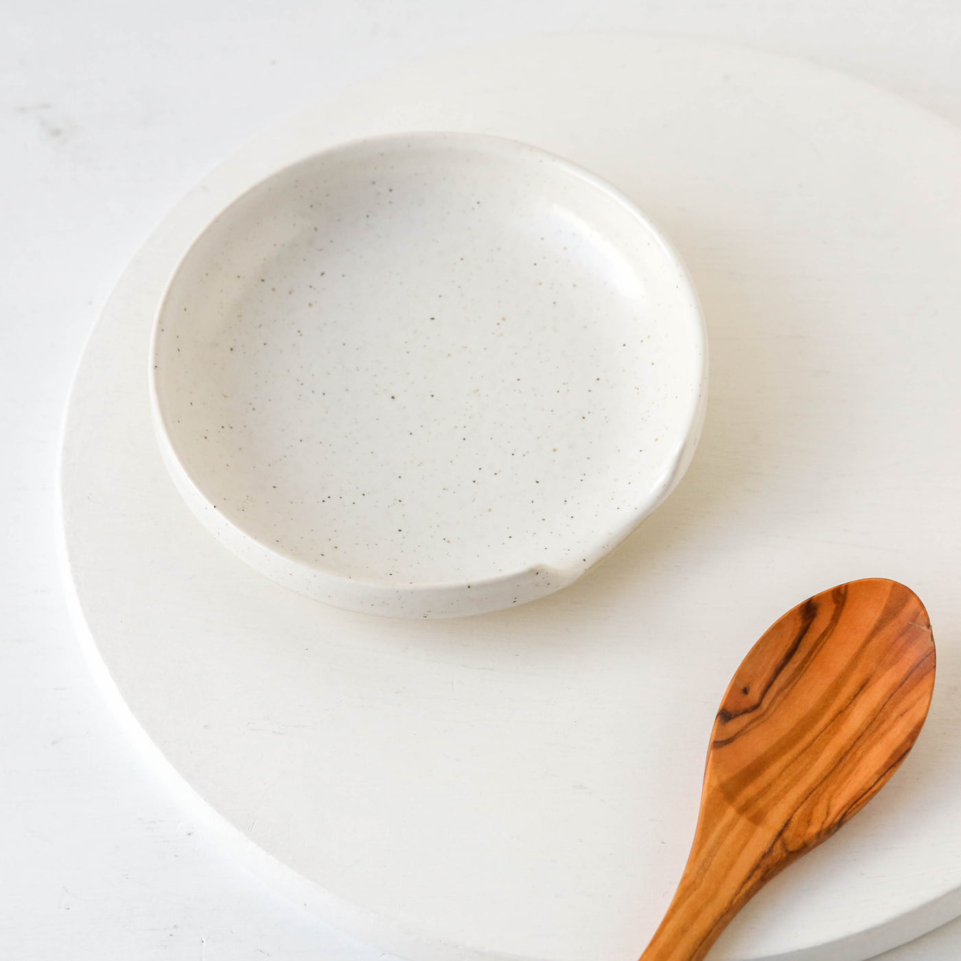 White Stoneware Spoon Rest