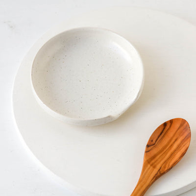 White Stoneware Spoon Rest