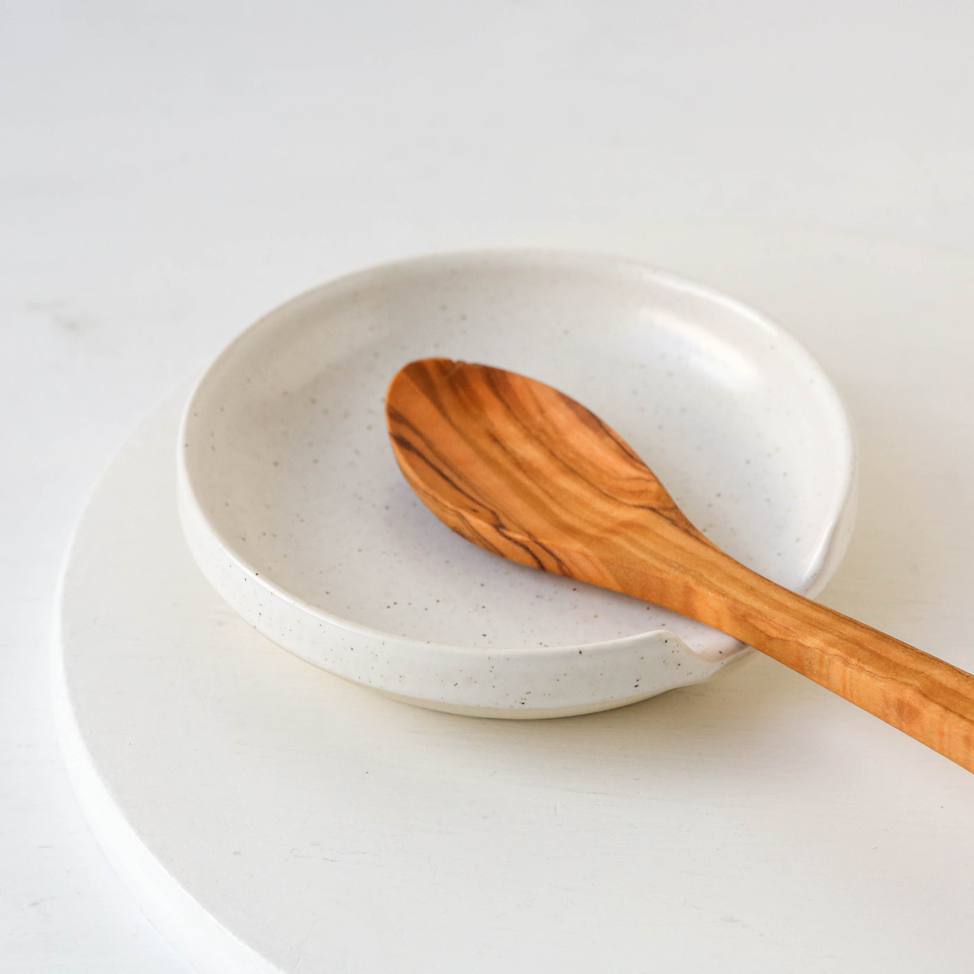 White Stoneware Spoon Rest