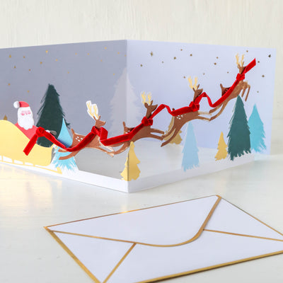 Santa's Sleigh 3D Scene Card by Meri Meri
