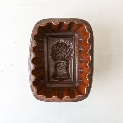 Vintage Stoneware Jelly Mould - Plant Design