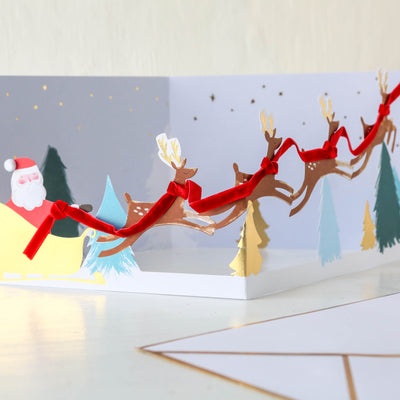 Santa's Sleigh 3D Scene Card