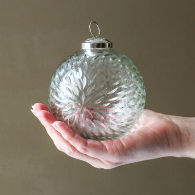9cm Clear Cut Glass Bauble - Sun