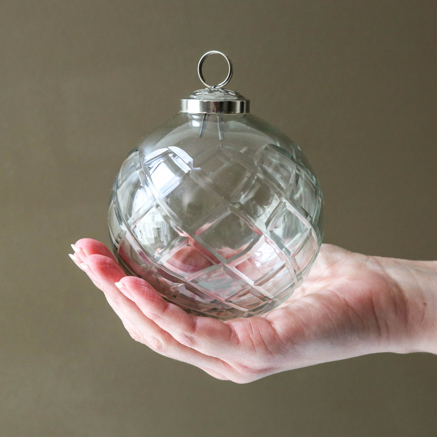 9cm Clear Cut Glass Bauble - Crystal Cut