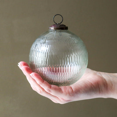9cm Clear Cut Glass Bauble - Prism Cut