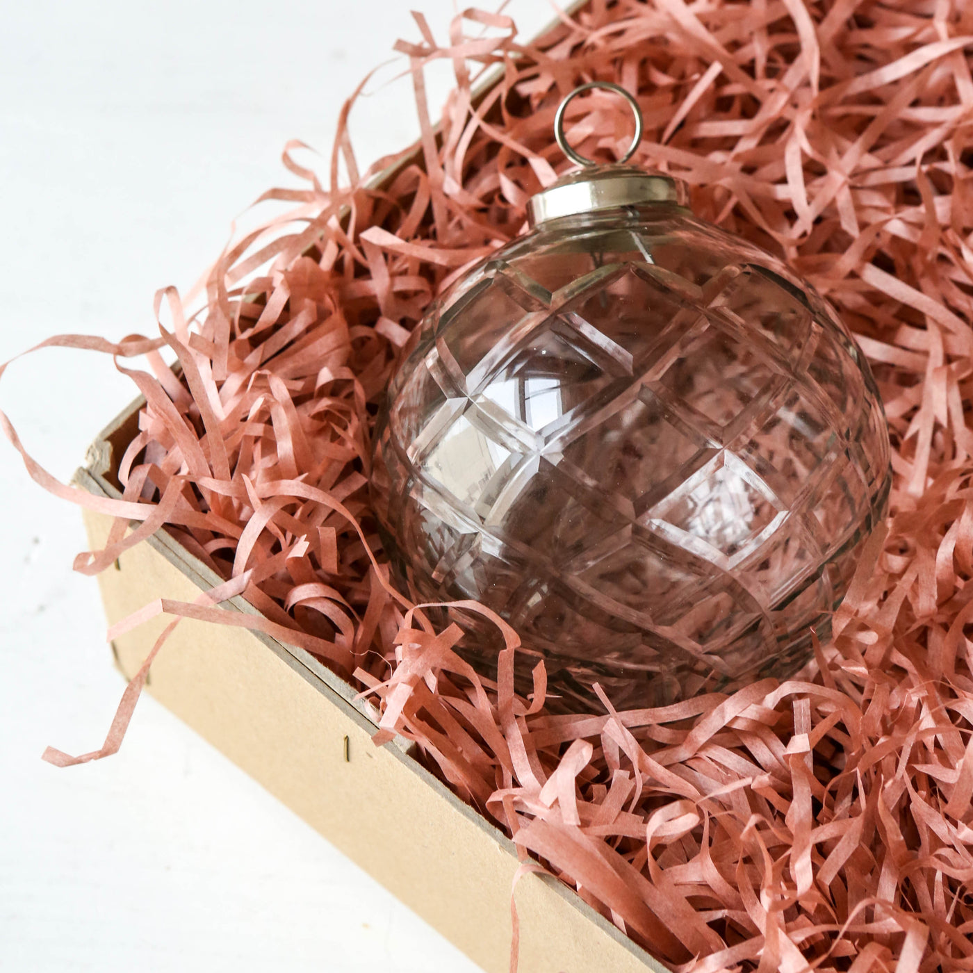 9cm Clear Cut Glass Bauble - Crystal Cut