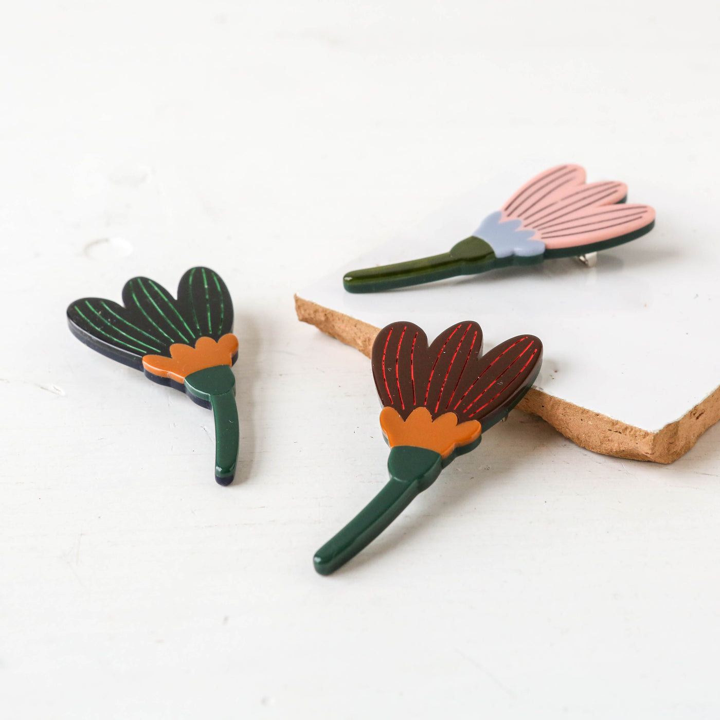 Abstract Tulip Resin Flower Brooch