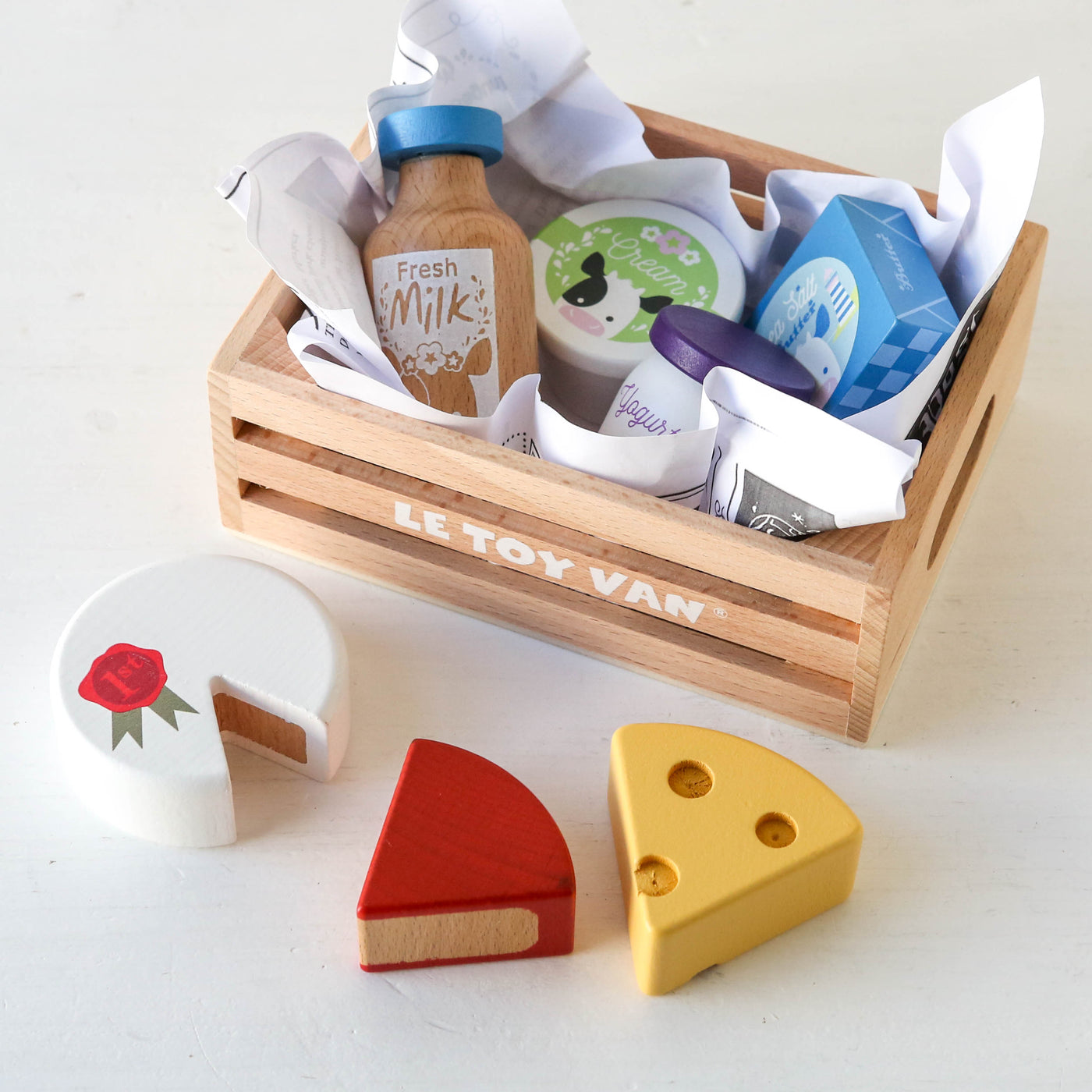 Cheese & Dairy Wooden Market Crate by Le Toy Van