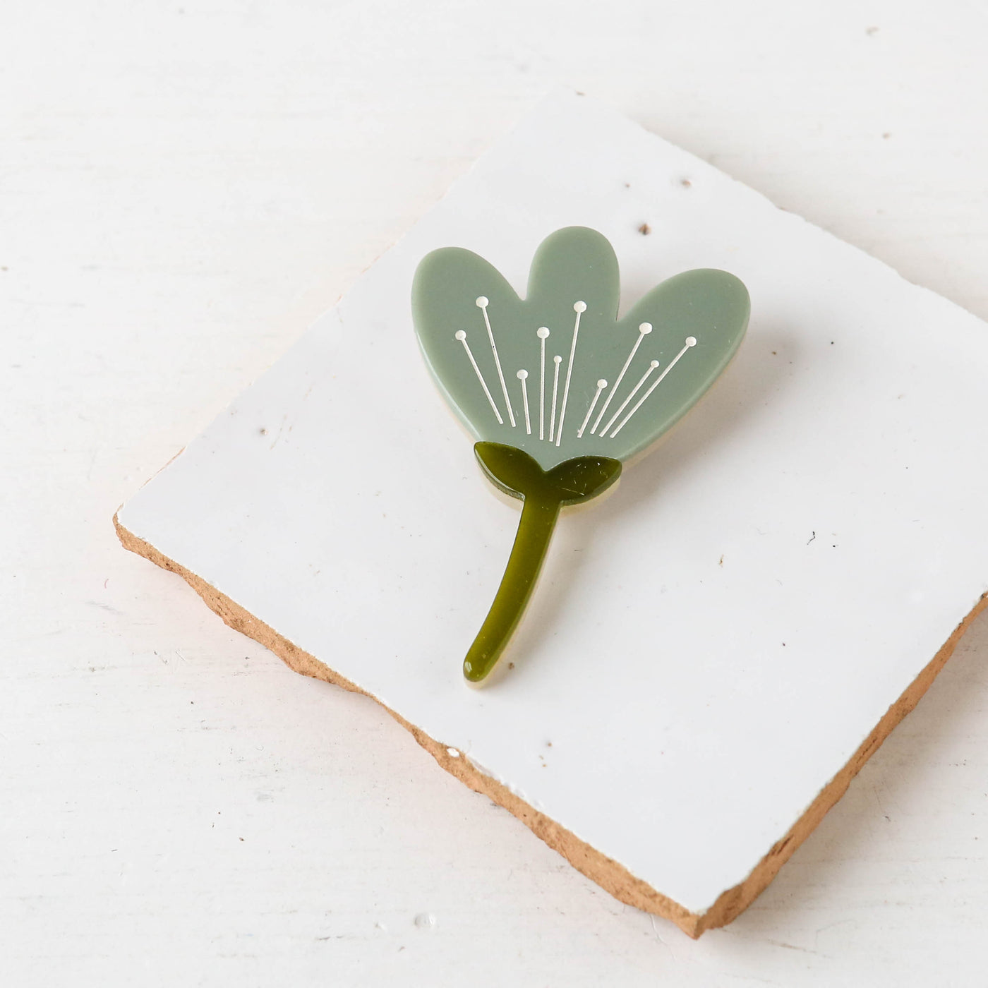 Abstract Crocus Resin Flower Brooch in Mint