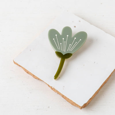 Abstract Crocus Resin Flower Brooch in Mint