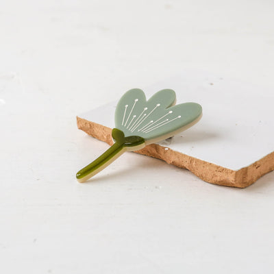 Abstract Crocus Resin Flower Brooch in Mint