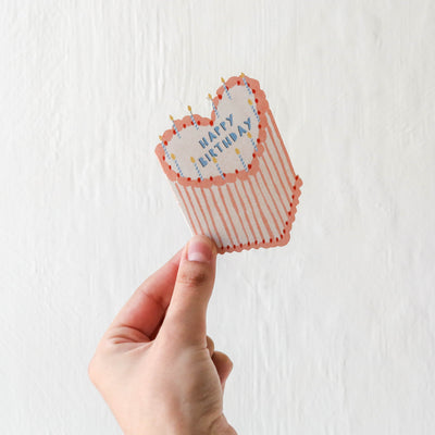 Heart Birthday Cake Mini Cards - Box of 6