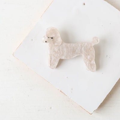 Sparkly White Poodle Resin Brooch