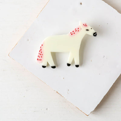 White Horse Resin Brooch