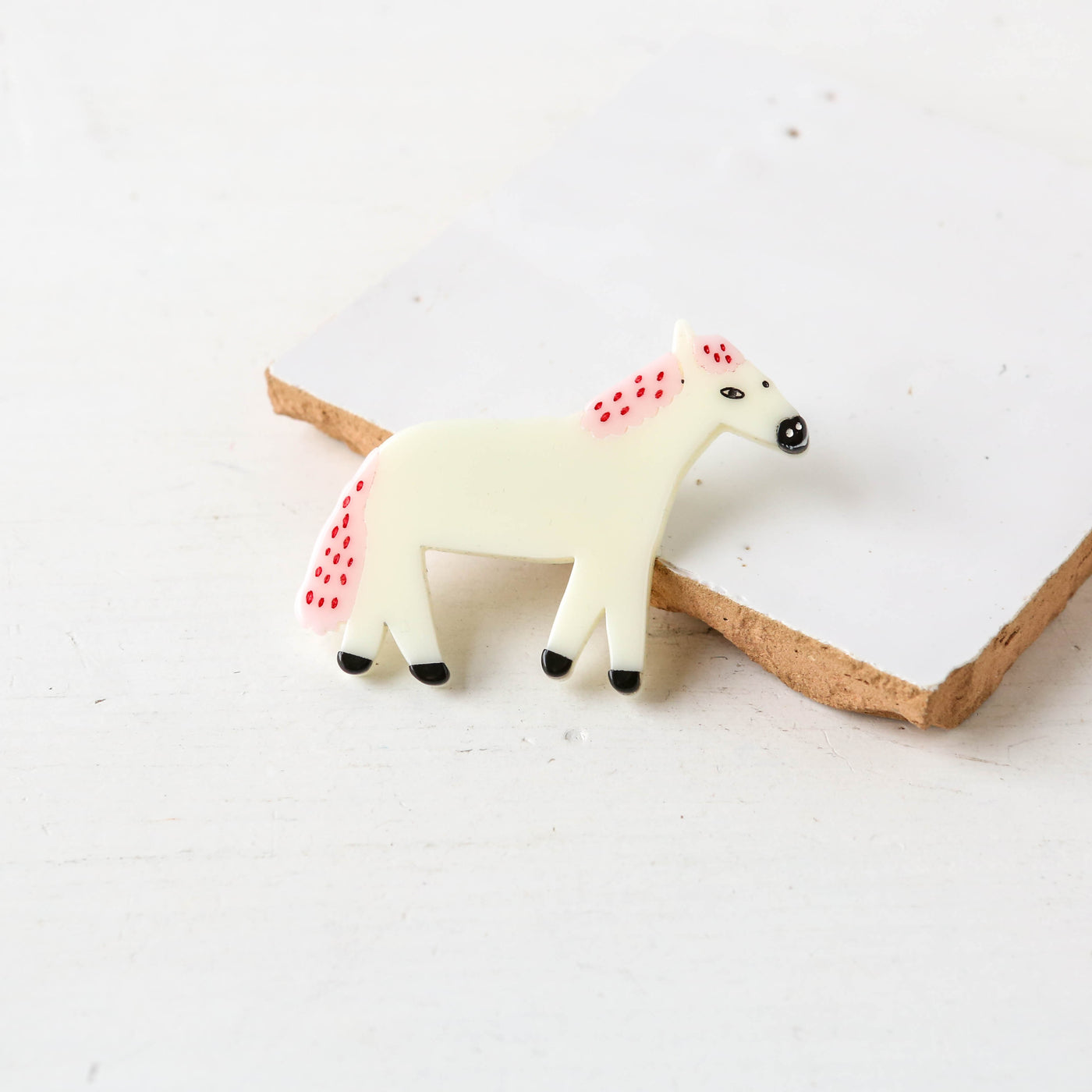 White Horse Resin Brooch