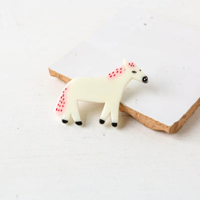 White Horse Resin Brooch