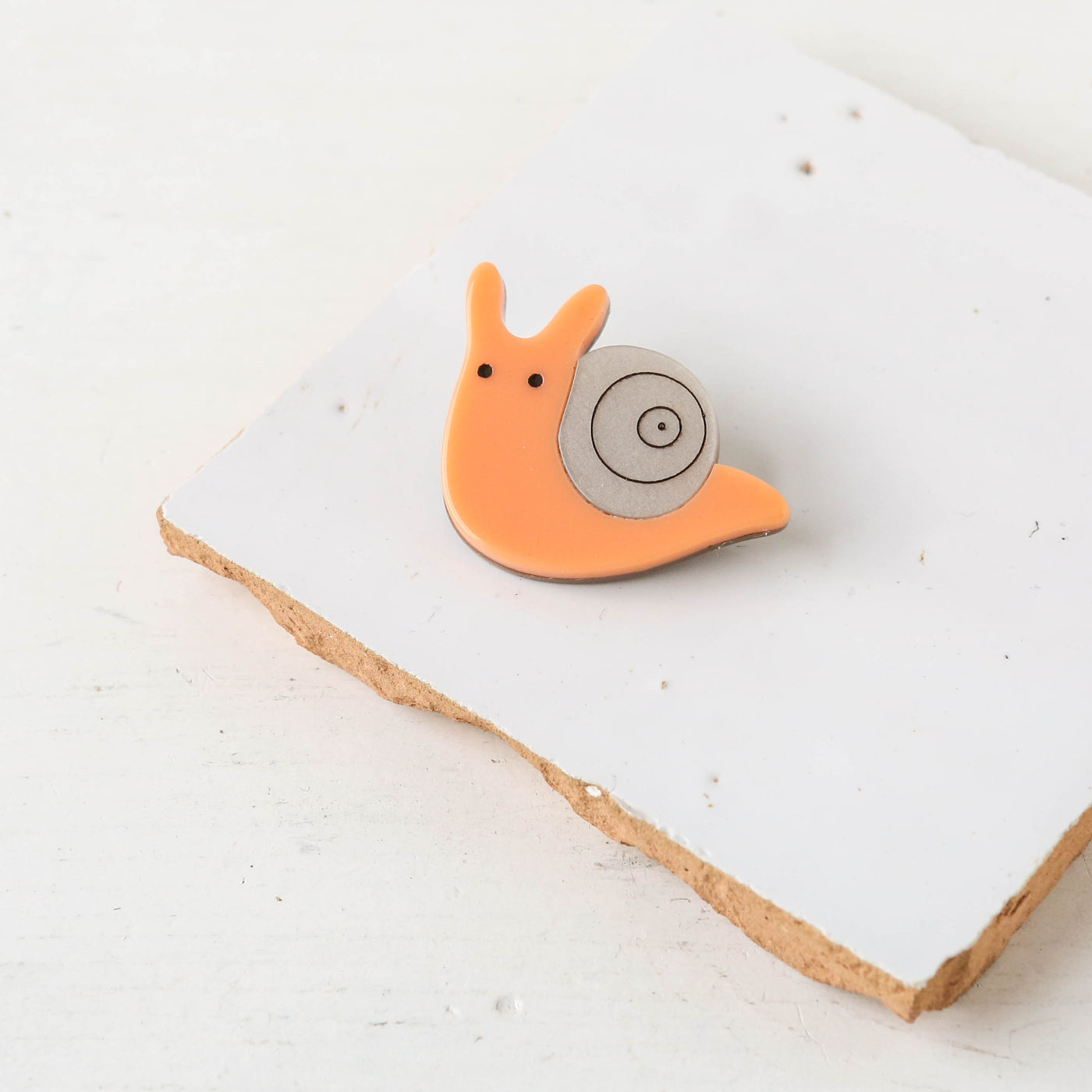 Peach Snail Resin Brooch