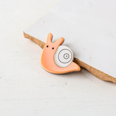 Peach Snail Resin Brooch