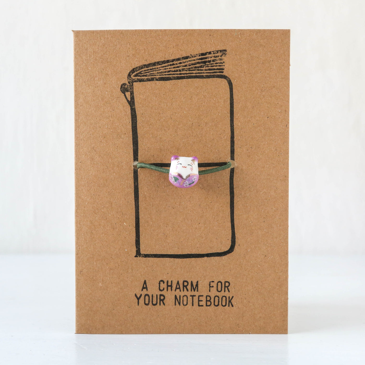 Lucky Cat Ceramic Journal Charm