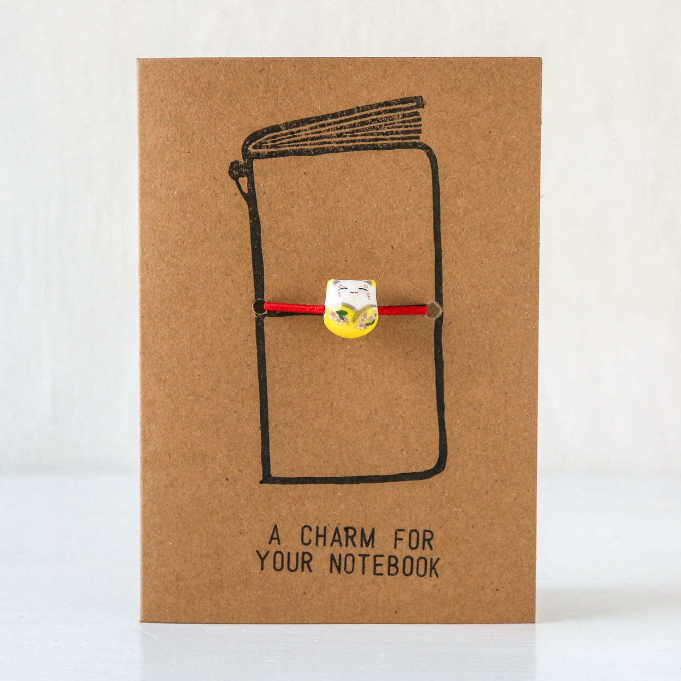 Lucky Cat Ceramic Journal Charm