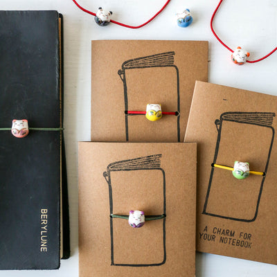 Lucky Cat Ceramic Journal Charm