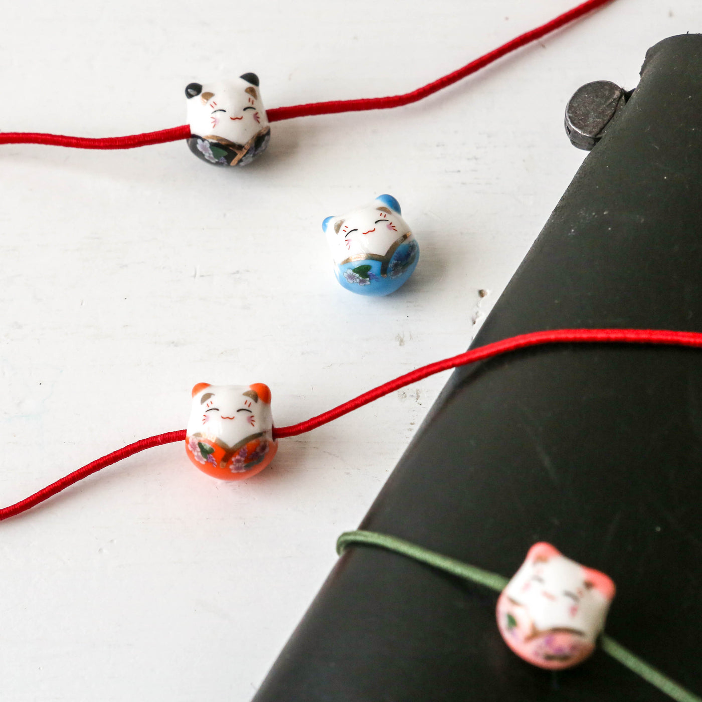 Lucky Cat Ceramic Journal Charm