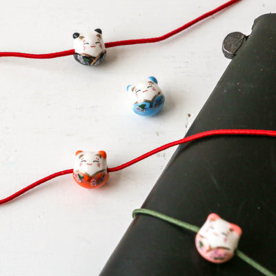 Lucky Cat Ceramic Journal Charm