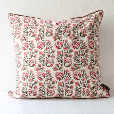SALE Marigold Block Printed Cushion Cover - Rose 50cm