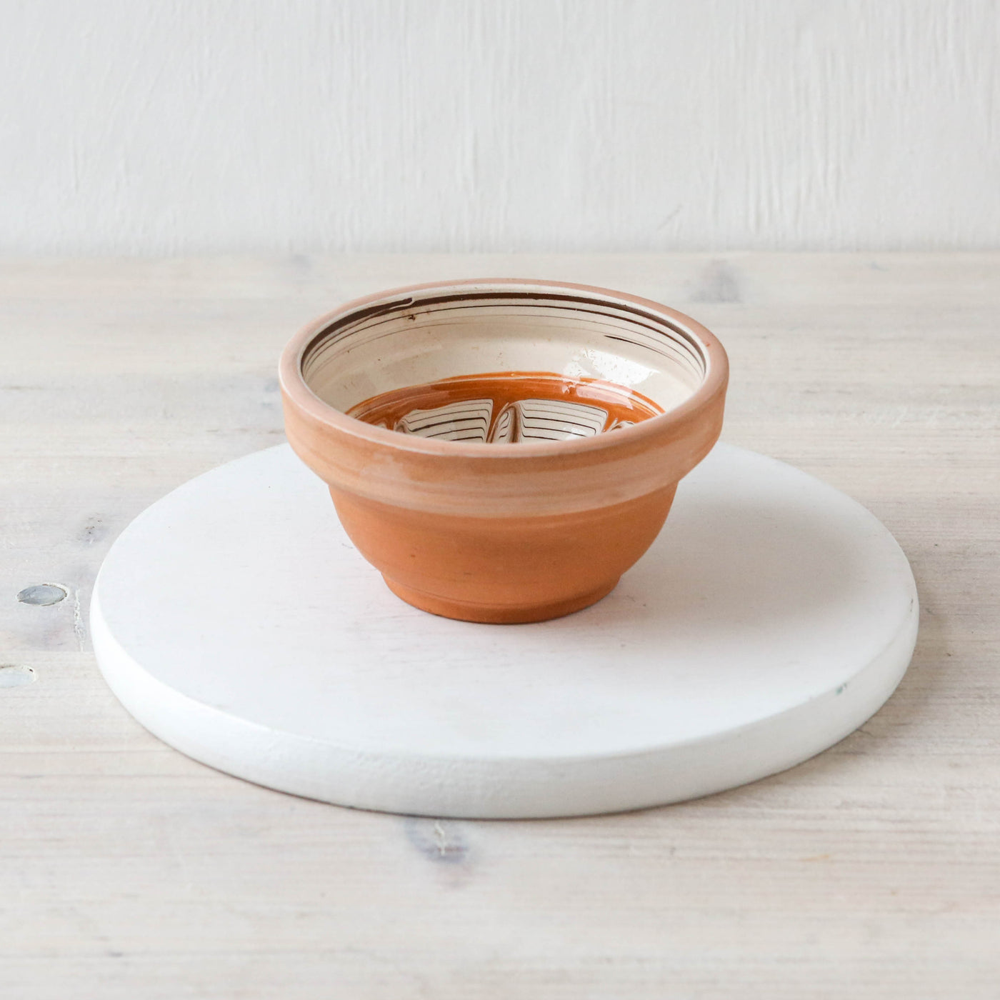 10cm Horezu Stoneware Mini Serving Bowl - Cream, Turquoise & Orange